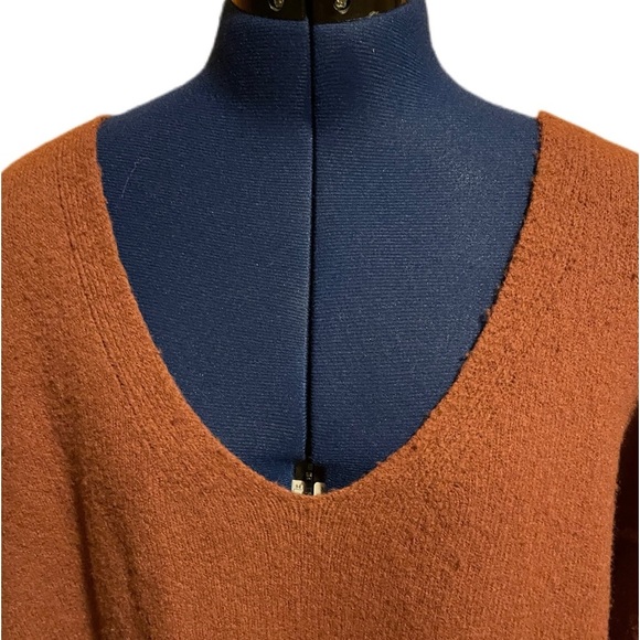 Free‎ People V Neck Tunic Sweater Top Relaxed Fit Oversized Brown Pullover - Picture 9 of 10